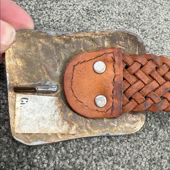 Braided Brown Belt with Silver Buckle Womens 40" Leather Boho Vintage Western - Picture 5 of 11